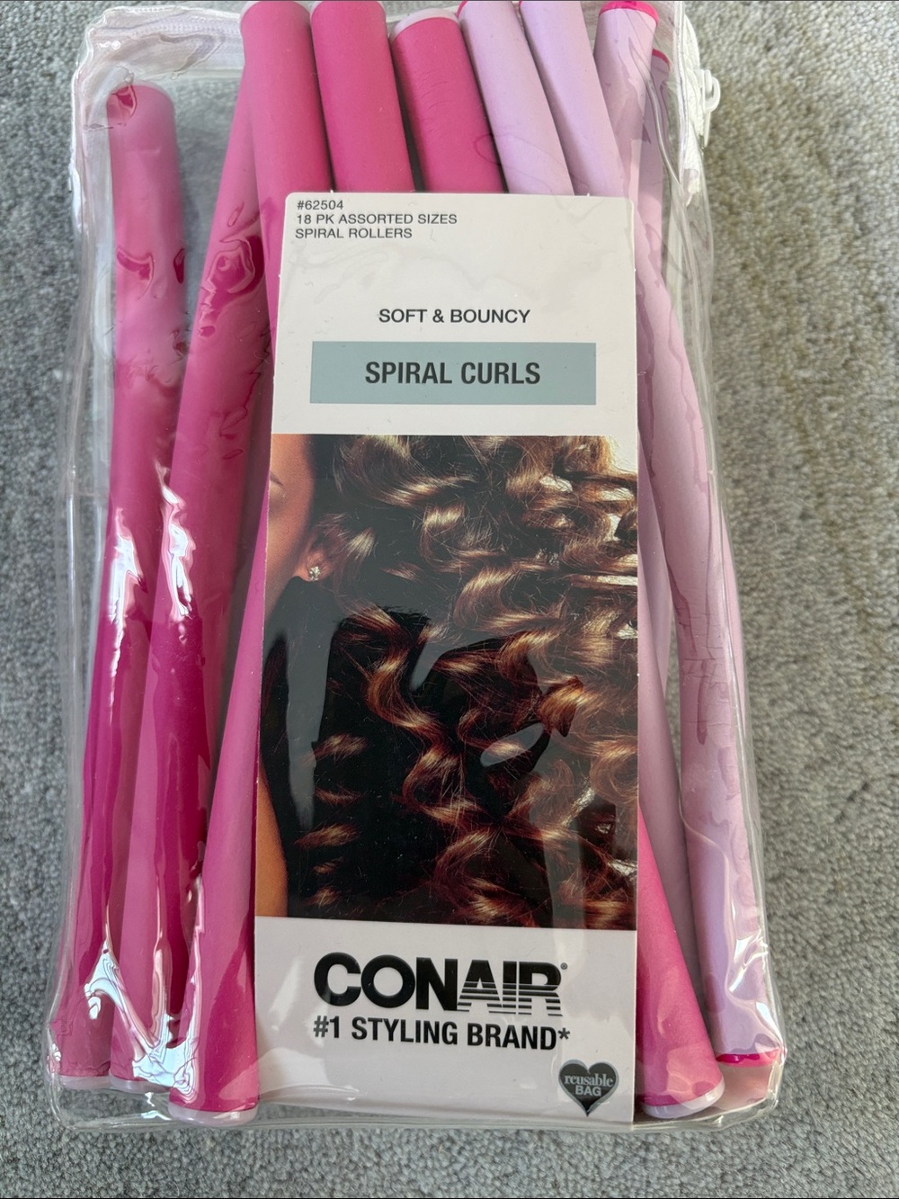 Conair Pink Spiral Rollers Soft & Bouncy 18pk
